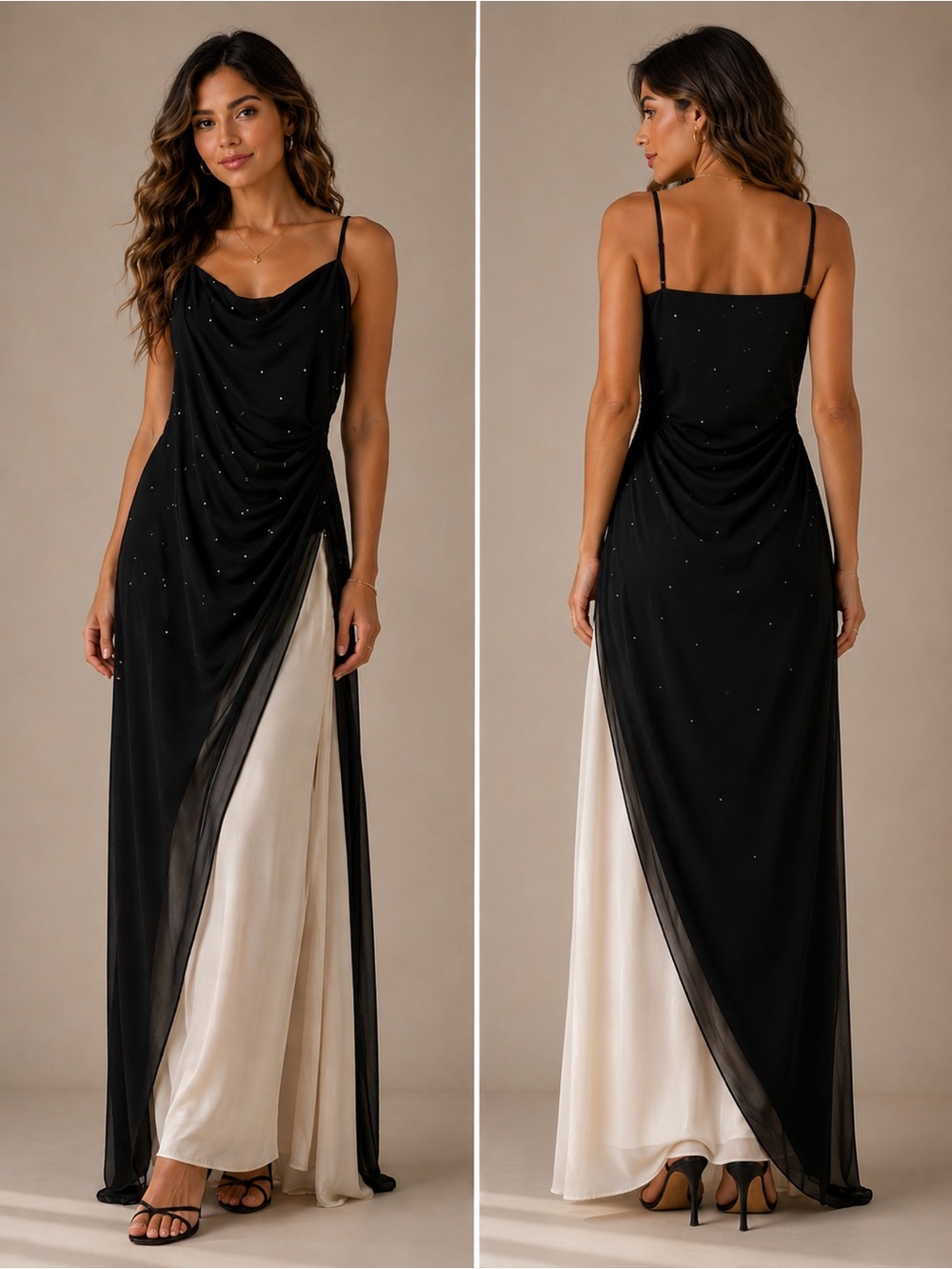 B. Smart Y2K Black & White Strapless Ruched Maxi Dress with Rhinestones Sz 11-12